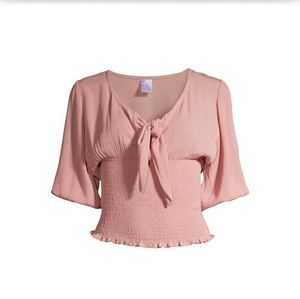 New Women' No Boundaries Front Tie Top in Rose